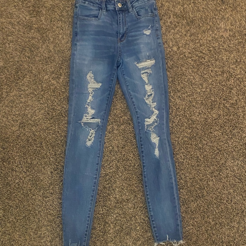 American Eagle Outfitters Ripped Blue Skinny Jeans